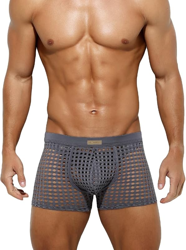 METOIN Mens Boxer Briefs Breathable Hot Mesh Underwear