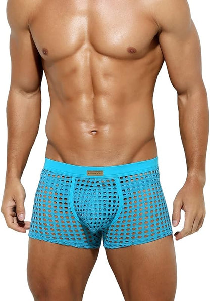METOIN Mens Boxer Briefs Breathable Hot Mesh Underwear