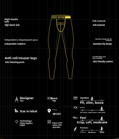 METOIN 2025 New Men's Ice Silk Quick Dry Running Tights Ultra Thin Summer Transparent High Elastic Inner Leggings