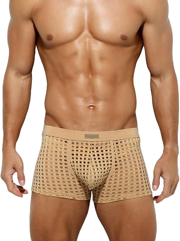 METOIN Mens Boxer Briefs Breathable Hot Mesh Underwear