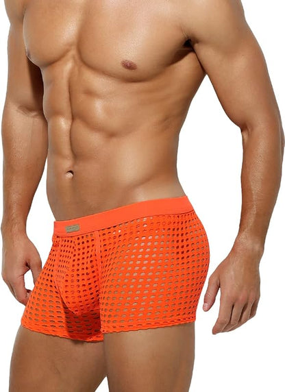METOIN Mens Boxer Briefs Breathable Hot Mesh Underwear