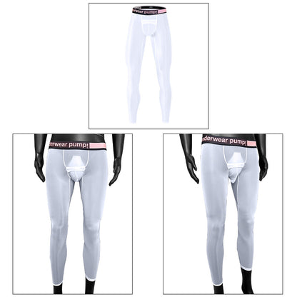 METOIN 2025 New Men's Ice Silk Quick Dry Running Tights Ultra Thin Summer Transparent High Elastic Inner Leggings