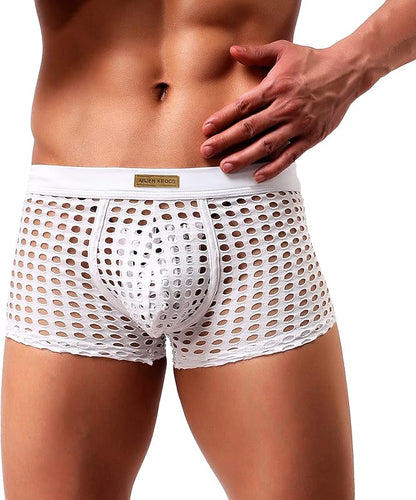 METOIN Mens Boxer Briefs Breathable Hot Mesh Underwear