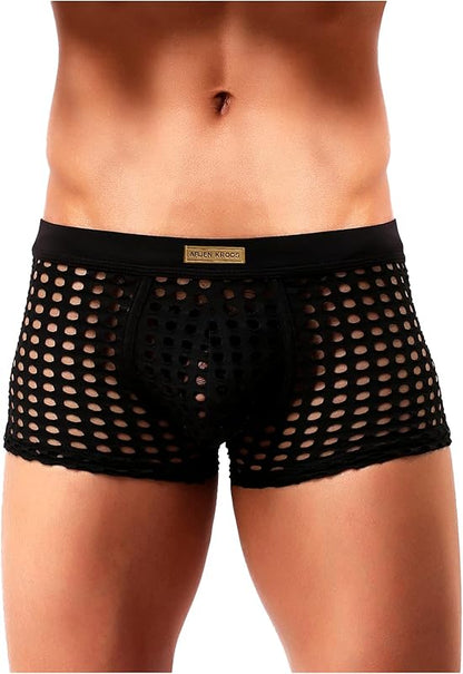 METOIN Mens Boxer Briefs Breathable Hot Mesh Underwear