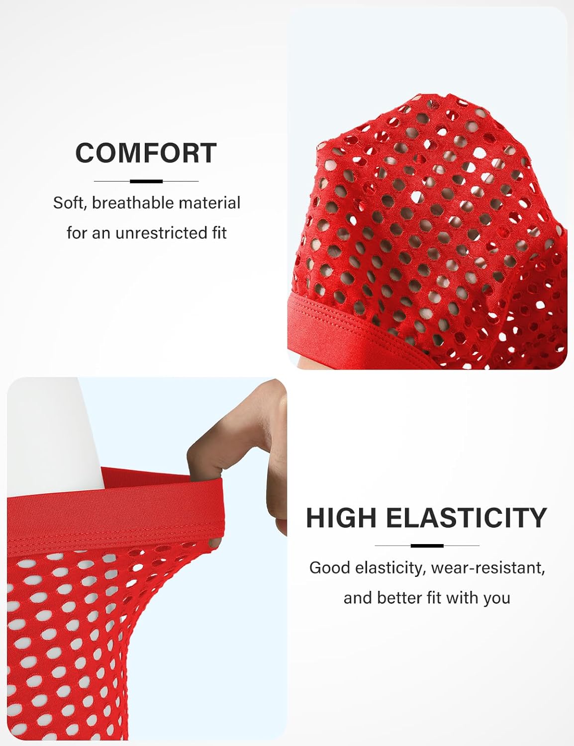 METOIN Mens Boxer Briefs Breathable Hot Mesh Underwear