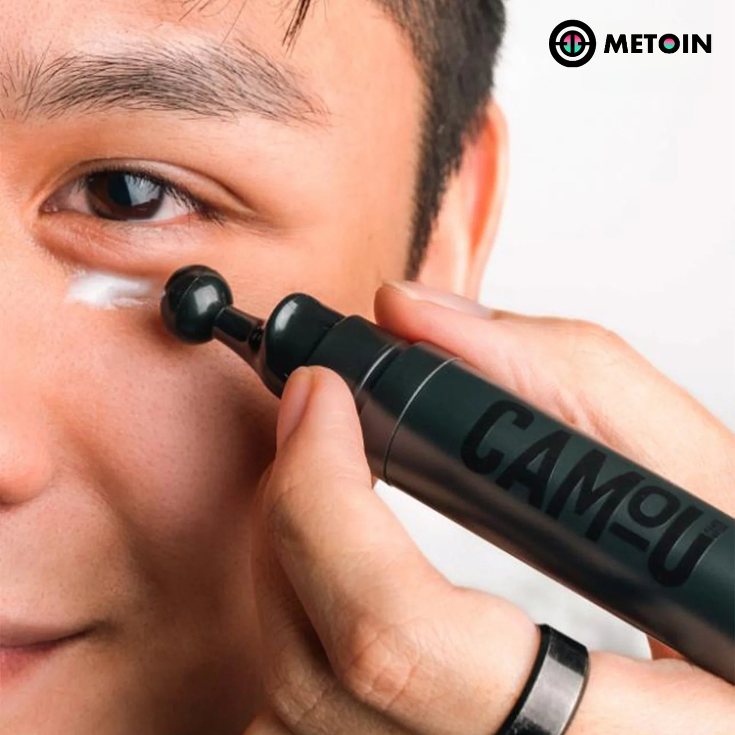 Metoin Men's Eye Rescue Invigorating Eye Cream with Metal Applicator Collagen Retinol Bakuchiol Niacinamide Caffeine