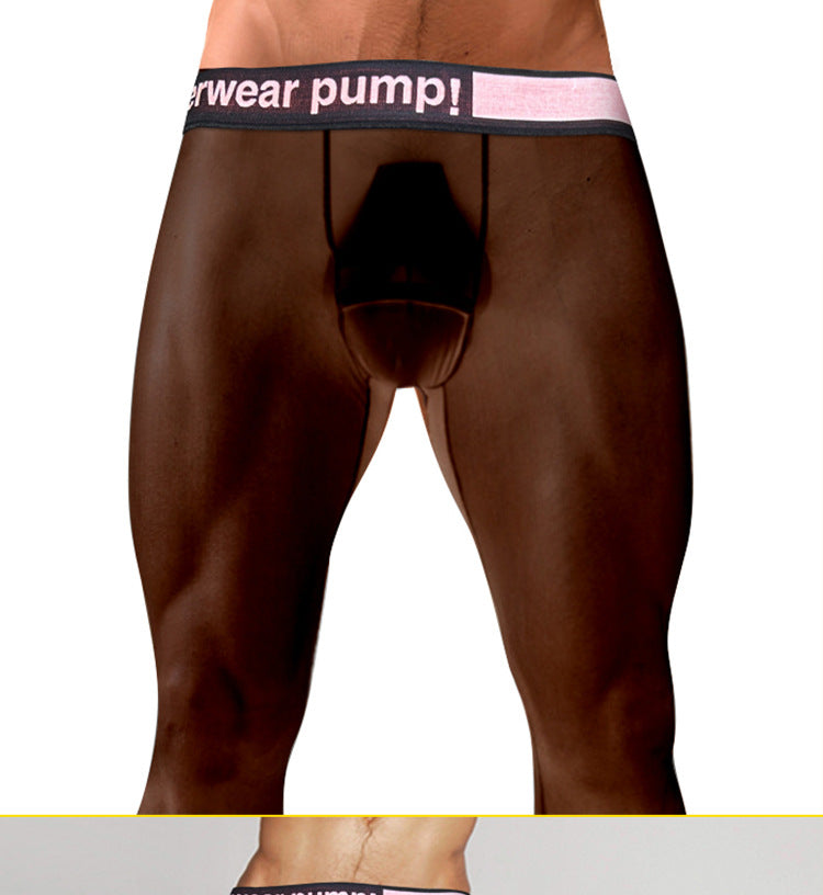 METOIN 2025 New Men's Ice Silk Quick Dry Running Tights Ultra Thin Summer Transparent High Elastic Inner Leggings