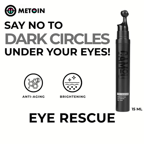 Metoin Men's Eye Rescue Invigorating Eye Cream with Metal Applicator Collagen Retinol Bakuchiol Niacinamide Caffeine
