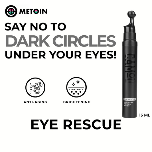 Metoin Men's Eye Rescue Invigorating Eye Cream with Metal Applicator Collagen Retinol Bakuchiol Niacinamide Caffeine