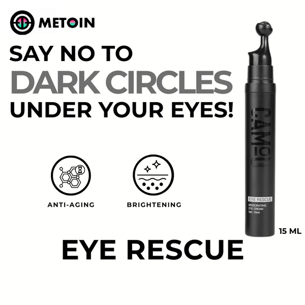 Metoin Men's Eye Rescue Invigorating Eye Cream with Metal Applicator Collagen Retinol Bakuchiol Niacinamide Caffeine