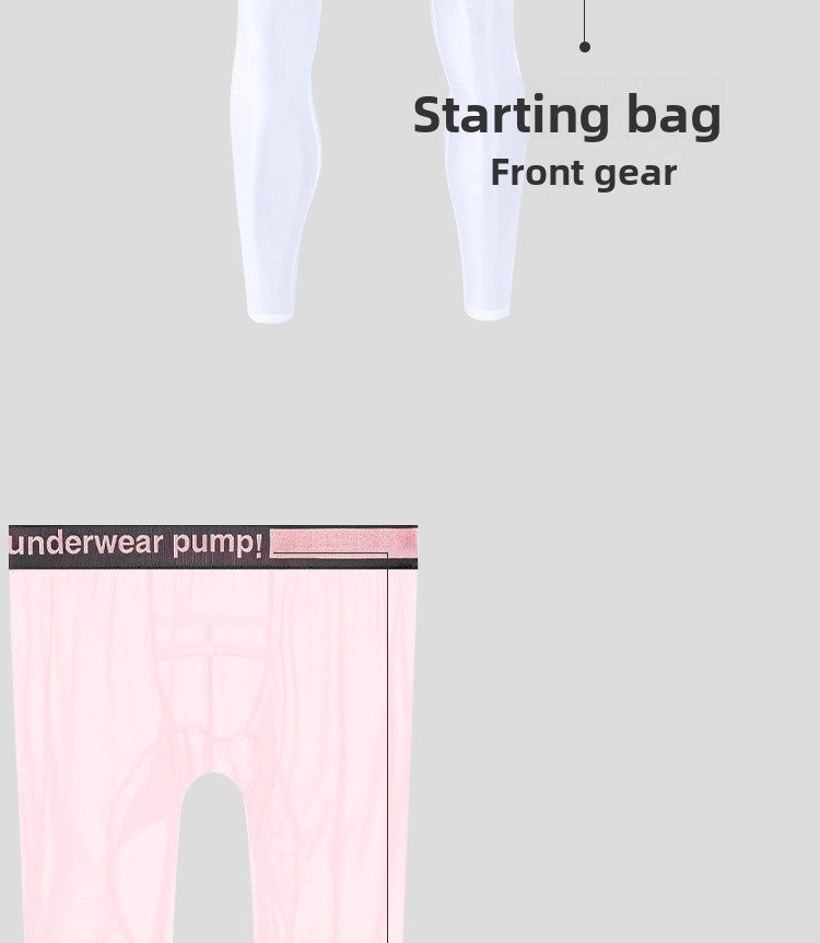 METOIN 2025 New Men's Ice Silk Quick Dry Running Tights Ultra Thin Summer Transparent High Elastic Inner Leggings