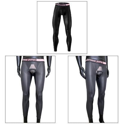 METOIN 2025 New Men's Ice Silk Quick Dry Running Tights Ultra Thin Summer Transparent High Elastic Inner Leggings