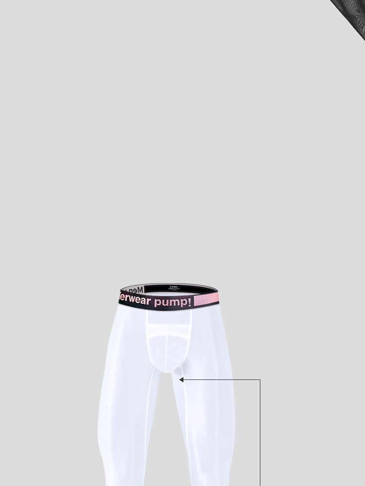 METOIN 2025 New Men's Ice Silk Quick Dry Running Tights Ultra Thin Summer Transparent High Elastic Inner Leggings