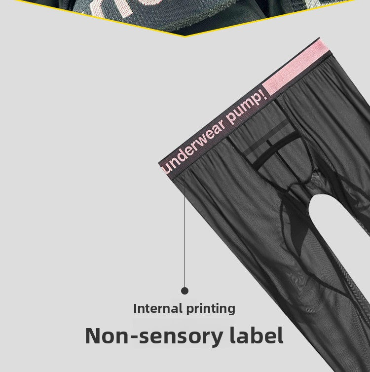 METOIN 2025 New Men's Ice Silk Quick Dry Running Tights Ultra Thin Summer Transparent High Elastic Inner Leggings